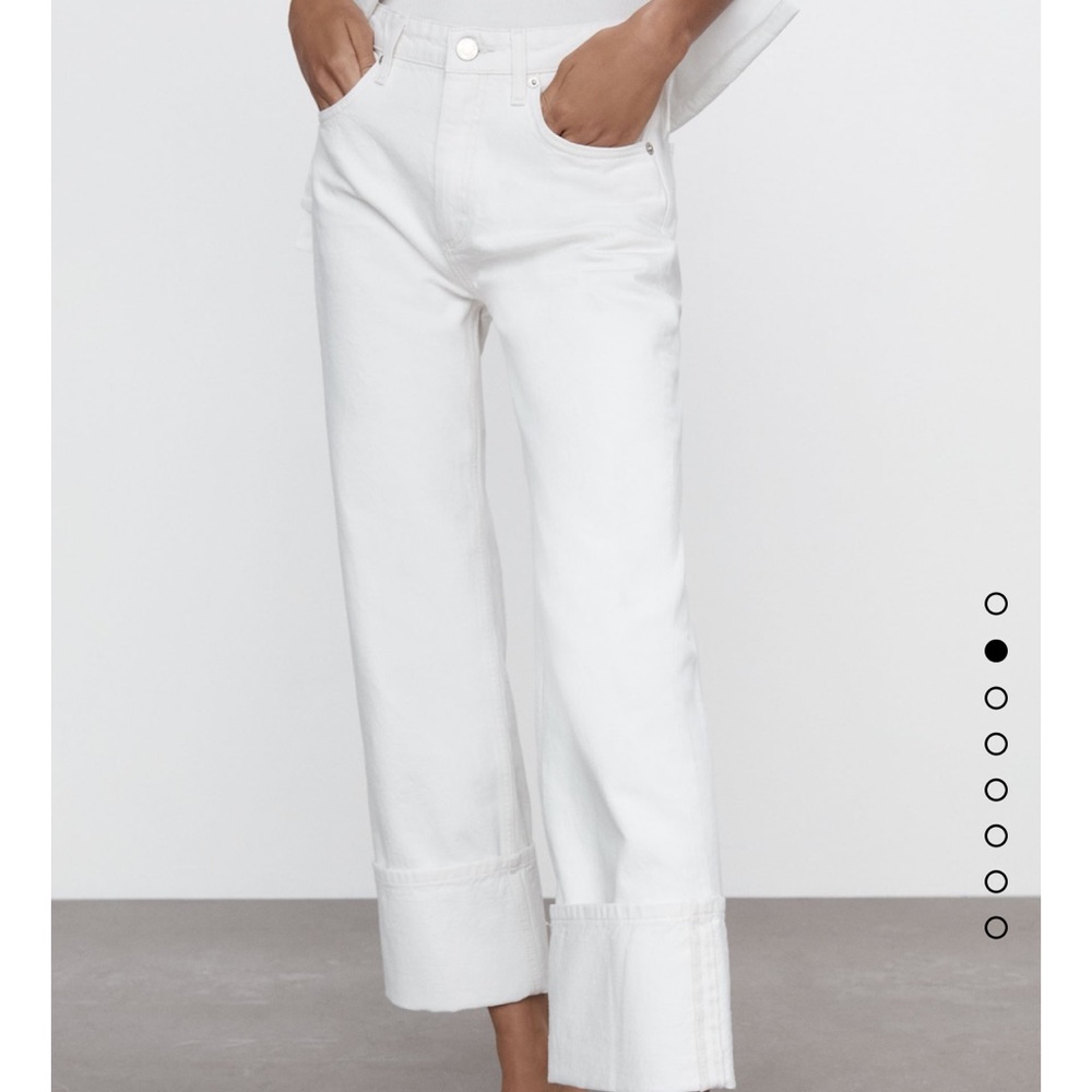 Wide leg cuffed jeans